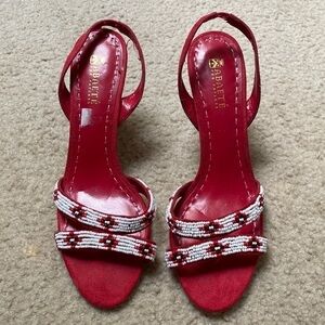 Abaete red beaded high heels size 9.5